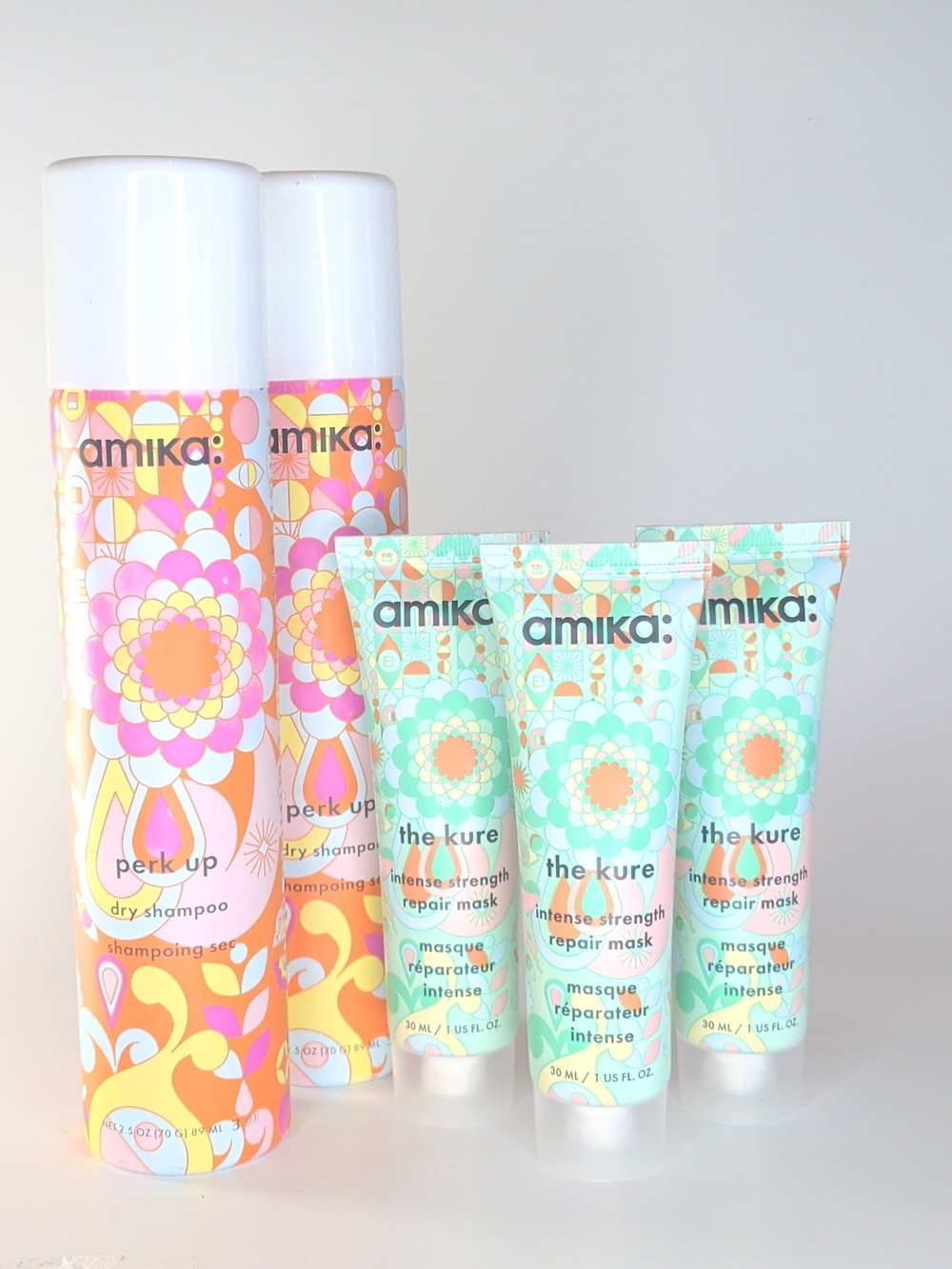 NEW Amika Hair Care Bundle Perk Up Dry Shampoo + Mini The Kure Masks